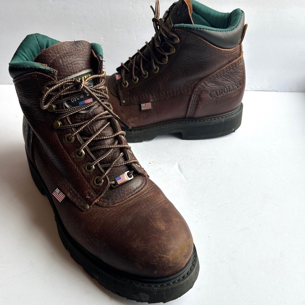 Carolina Sarge 309 Work Boots Mens 10.5 Soft Toe Brown Leather EH Slip Resis USA
